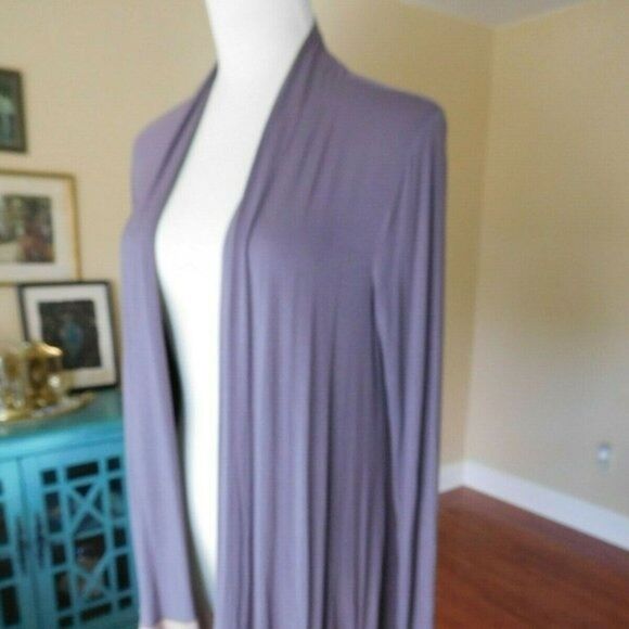 Lovely LOGO By Lori Goldstein Open Front Rayon/Spandex Mauve/Lt Brown Jacket XS - Picture 2 of 9